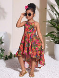 Kleid mit Batikmuster für Mama und mich mit tropischen Früchten