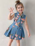 Flower Print Waist Denim Dress