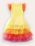 Pony Embroidered Tulle Splicing Dress