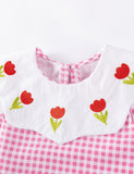 Flower Embroidered Plaid Dress
