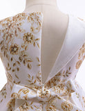 Flower Print Sleeveless Bow Princess Dress