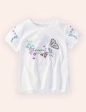 Butterfly Embroidered Short Sleeve T-Shirt