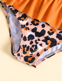 Leopard Print Split Bow Swimsuit Set