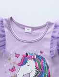 Colored Pony Butterfly Printed Tulle Dress