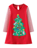 Christmas Applique Long Sleeve Dress