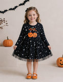 Halloween Pumpkin Applique Tulle Dress