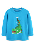 Christmas Dinosaur Christmas Tree Print Long Sleeve T-Shirt