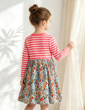 Striped Pony Print Long Sleeve Dress