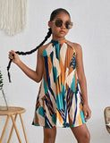 Holiday Style Print Neck Dress