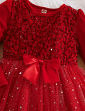 Christmas Sequined Golden Velvet Princess Dress