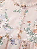 Cute Fairy Print Crew Neck Dress