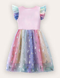 Colorful Butterfly Print Tulle Dress