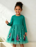 Halloween Witch Applique Tulle Long-sleeved Dress