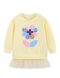 Flower Applique Tulle Sweatshirt