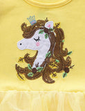 Pony Embroidered Tulle Splicing Dress