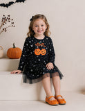 Halloween Pumpkin Applique Tulle Dress