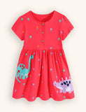 Cute Dinosaur Embroidered Dress