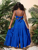 Solid Color Ruffle Hem Bow Dress