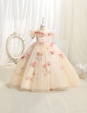 Three-dimensional Flower Off-the-shoulder Princess Tulle Dress