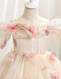 Three-dimensional Flower Off-the-shoulder Princess Tulle Dress