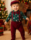 Christmas Onesie Overalls Hat Set