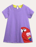 Turtle Appliqué Short-Sleeved Striped Dress - Mini Taylor