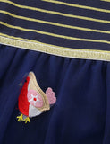 Christmas Robin Embroidered Tulle Long-sleeved Dress