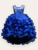 Flower Embroidery Multi-layer Tulle Trailing Princess Dress