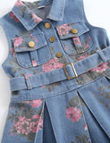 Flower Print Waist Denim Dress