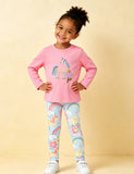 Cute Unicorn Applique Long Sleeve T-Shirt & Printed Leggings