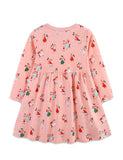 Christmas Tree Print Long-sleeved Dress