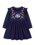 Flower Pony Embroidered Long Sleeve Dress