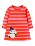Halloween Owl Pumpkin Embroidered Dress