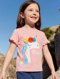 3D Flower Unicorn Print T-shirt