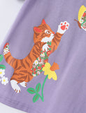 Cute Kitten Butterfly Print T-shirt