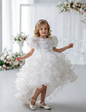 Three-dimensional Rose Bubble Sleeve Tulle Dress