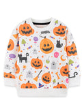 Halloween Pumpkin Ghost Print Sweatshirt