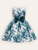 Flower Print Sleeveless Bow Princess Dress