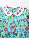 Floral Doll Collar Long Sleeve Dress