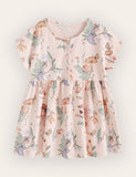 Cute Fairy Print Crew Neck Dress