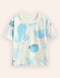 Cute Marine Animal Print T-shirt