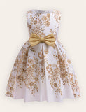 Flower Print Sleeveless Bow Princess Dress