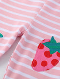 Strawberry Applique Striped Leggings