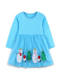 Christmas Snowman Christmas Tree Applique Tulle Dress
