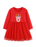 Christmas Reindeer Applique Tulle Dress