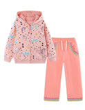 Unicorn Print Zip-Up Hoodie & Sweatpants Set