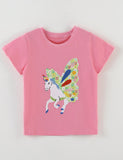 Flying Unicorn Embroidered T-Shirt