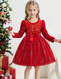 Christmas Sequined Golden Velvet Princess Dress