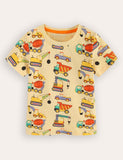 Cartoon Construction Car Short-sleeved T-shirt