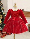 Christmas Sequined Golden Velvet Princess Dress